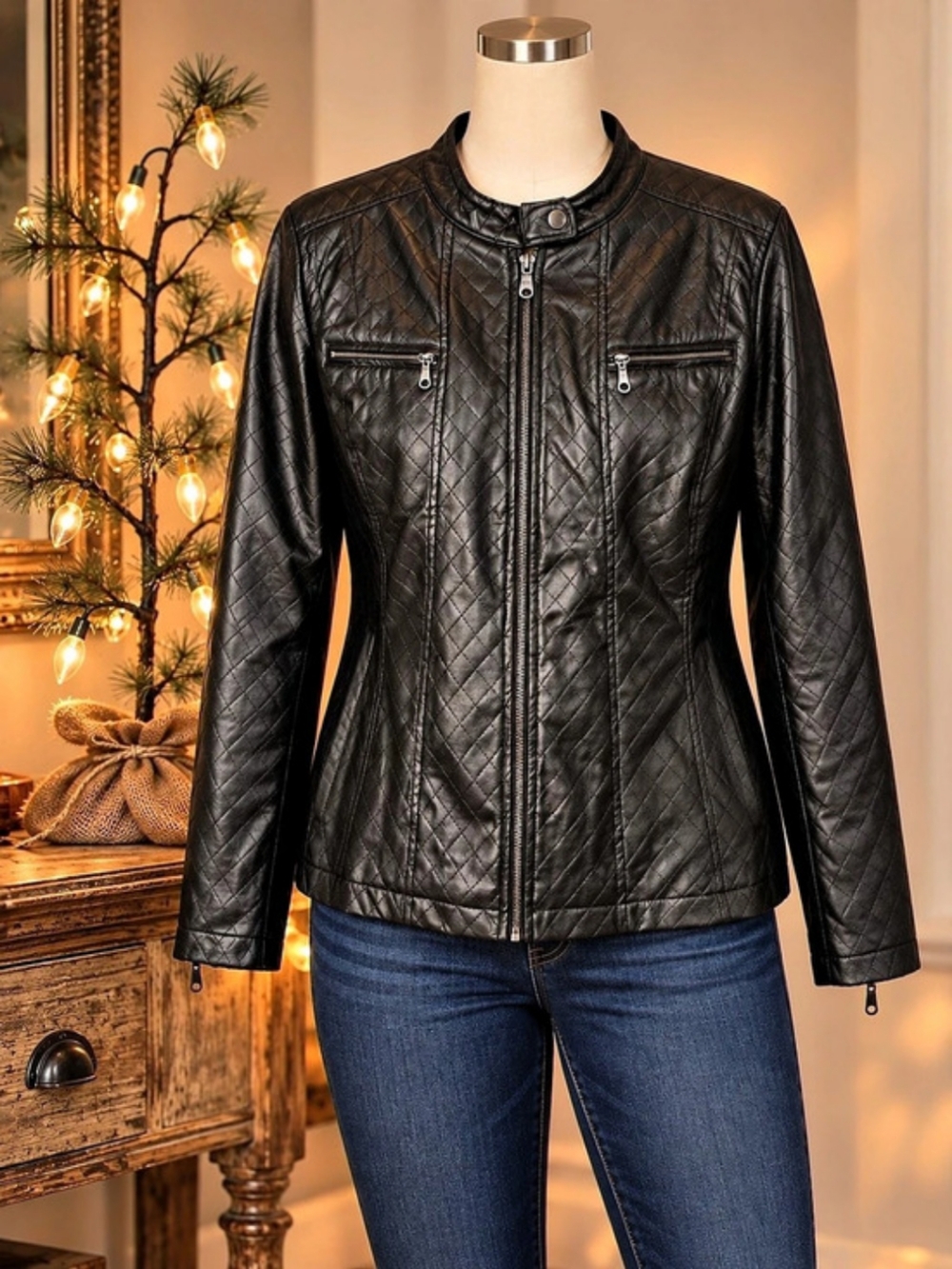 Fashion Bug Women's Black Quilted Jacket Like New